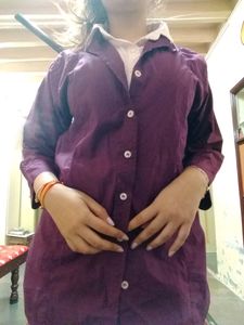 Purple White Long Boyfriend Shirt