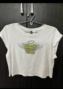 White "Baby Girl" Graphic Crop Top