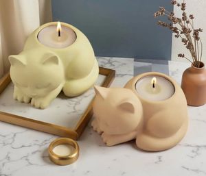 Cute Sleeping Cat Candle Holder