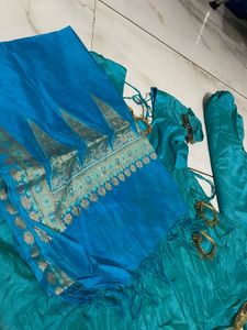 Elegant Teal Dupatta with Mirror Work