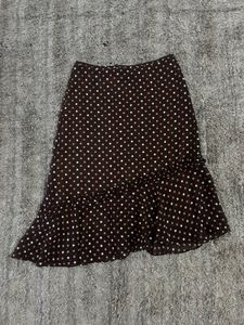 brown Polka Dot Ruffle Skirt