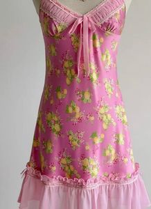 Y2K coquettes Pink Floral Babydoll Slip Dress