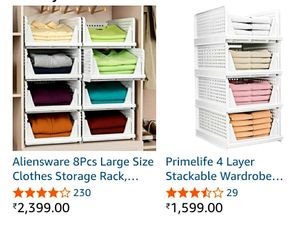 pack of 4 combo organizers plastic White