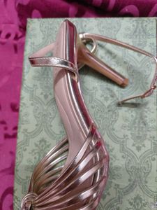 Golden Strappy Heeled Sandals