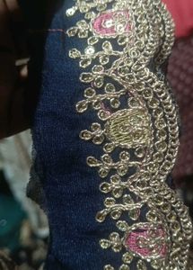 Lace cut work  navy blue colour