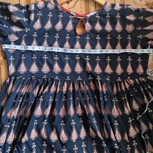 Black Printed Floor Length Anarkali Dress