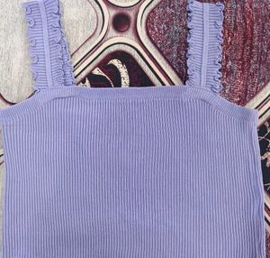 Cute Lavender Ribbed Top with Bows
