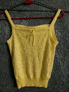 Yellow Lace Knit Camisole
