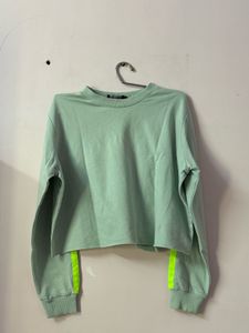 Mint Green Cropped Sweatshirt