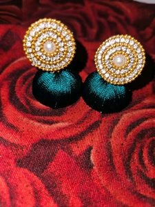 Green Silk Thread Earring