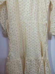 Pure cotton cutwork Eyelet Midi Dress