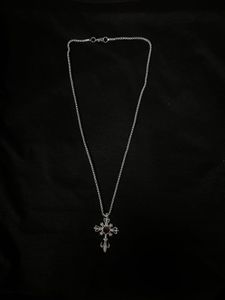 Gothic Silver Cross Pendant Necklace