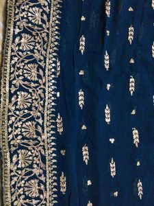 Elegant Teal duppta with Gold Embroidery