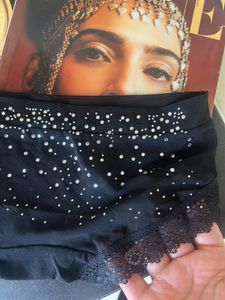 Lace Trim Black Fancy Panty