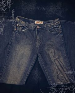 Stylish Embellished Blue Denim Jeans