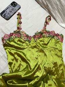 Sheer Floral Trim Camisole dress