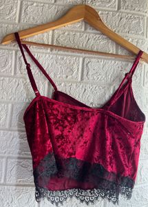Velvet Lace Trim Cami Top