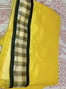 Yellow Saree With Check Blouse