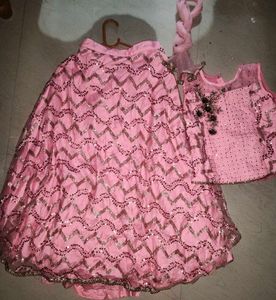 Pink Sequin Lehenga Choli for Girls