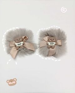 Cute bear fluffy hair clips 🐻(✧*。