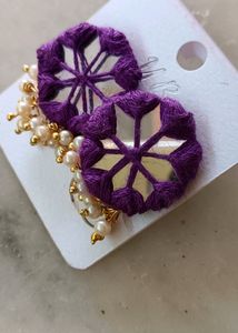 Purple Mirrorwork Earrings