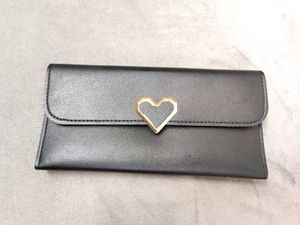 Archies Black Wallet with golden Heart Detail
