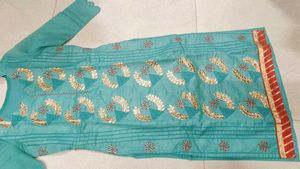 Beautiful Teal Salwar Suit Gold Embellishment
