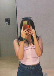 Pink Bow Detail Bandeau Top