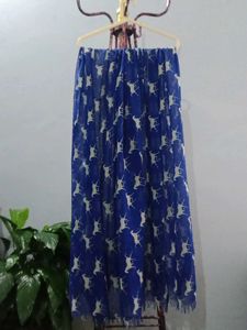 Blue Printed Dupatta with White Motifs