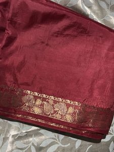 Rich Maroon Silk Saree with Gold Border