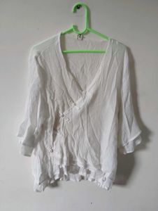 Bohemian White Linen Blouse