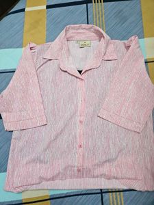 Chic Pink Striped Button-Up Top
