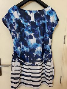 Women Blue Tie-Dye Striped Dress/Tunic