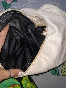 Stylish Cream Hobo Handbag