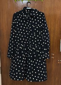 Navy Polka Dot Button-Up Dress