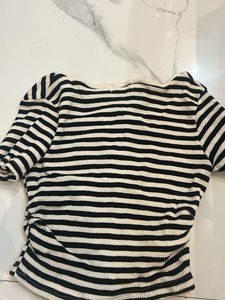 Striped Cropped Henley Top