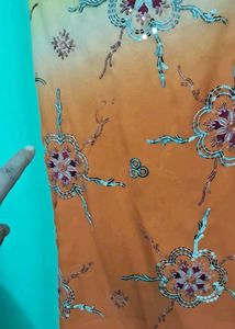 Vibrant Orange &amp; Yellow Embellished Saree