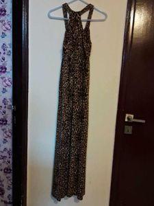 Brown animal print flowy A-Line Maxi