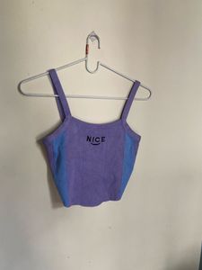 Cute Purple & Blue "NICE" Crop Top