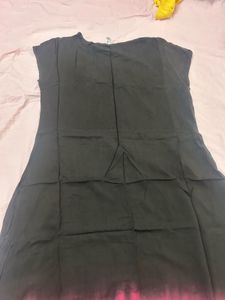 AKS Black Kurta with Red Flower Embroidery