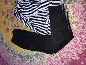 Striped Turtleneck &amp; Pants Set 36