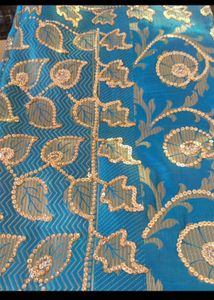 Beautiful Blue Brocade Silk Saree