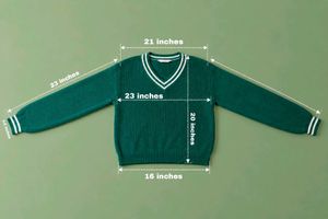EMERALD GREEN STRIPED V-NECK SWEATER