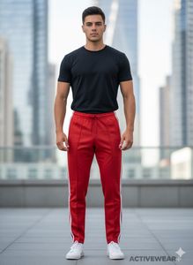 Red & White Stripe Track Pants