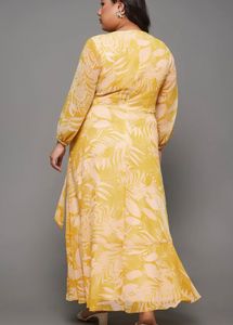 Floral Printed V-Neck Flared Maxi Dress