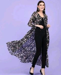 Floral Print Long Shrug/Kurta