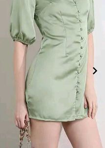 Chic Satin Green Mini Dress