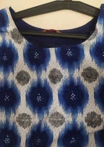 Chic Blue &amp; White Print Dress