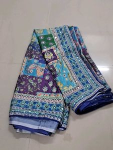 Beautifully Printed Saree with Mirror Work