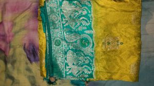 Embellished Teal Blouse saree